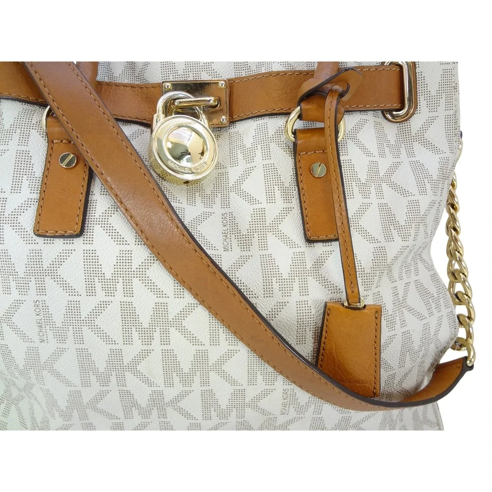 Michael Kors Hamilton Satchel Wallet Set Large Vanilla Brown MK